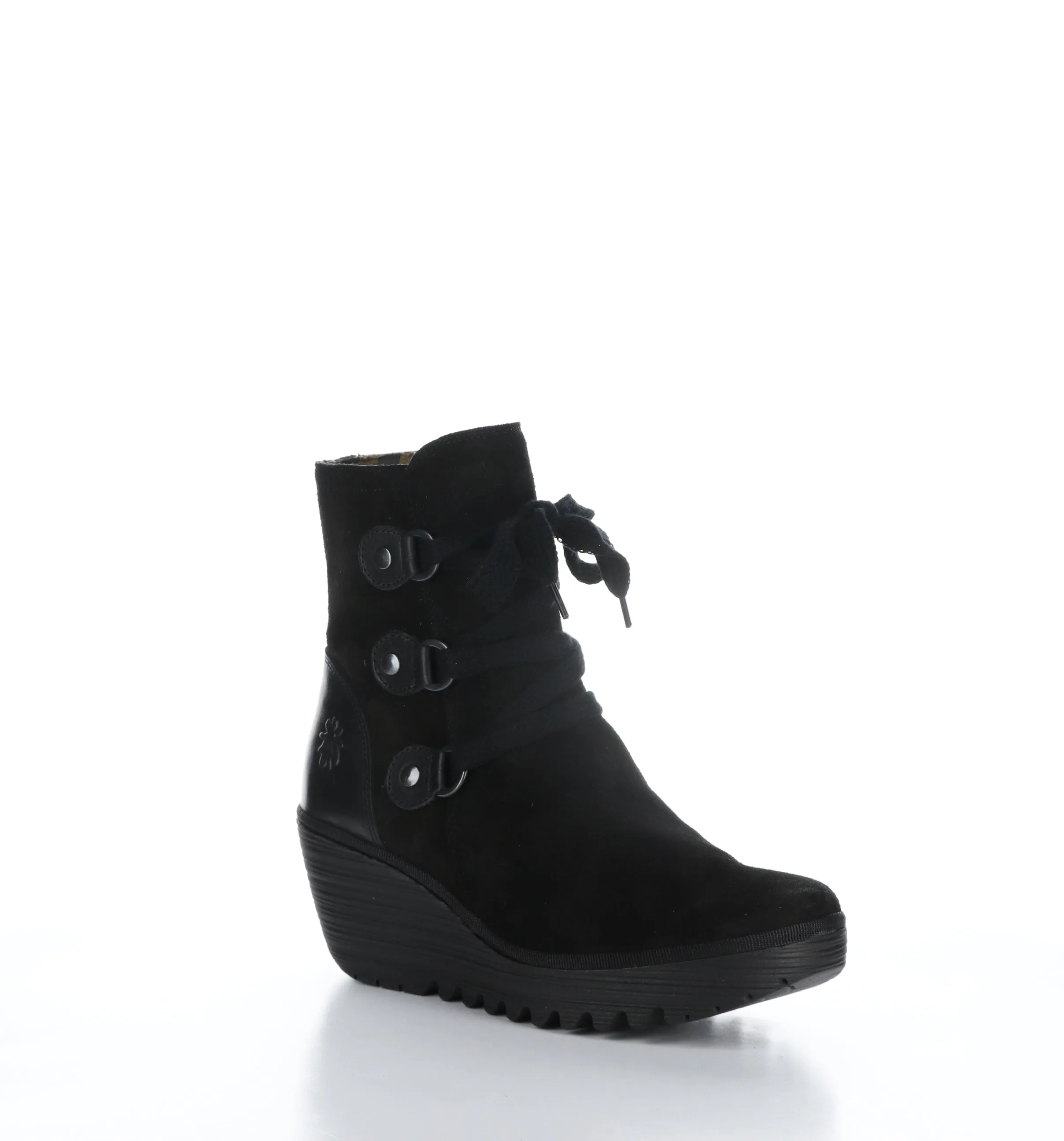YESI340FLY Black Round Toe Boots