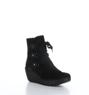 YESI340FLY Black Round Toe Boots