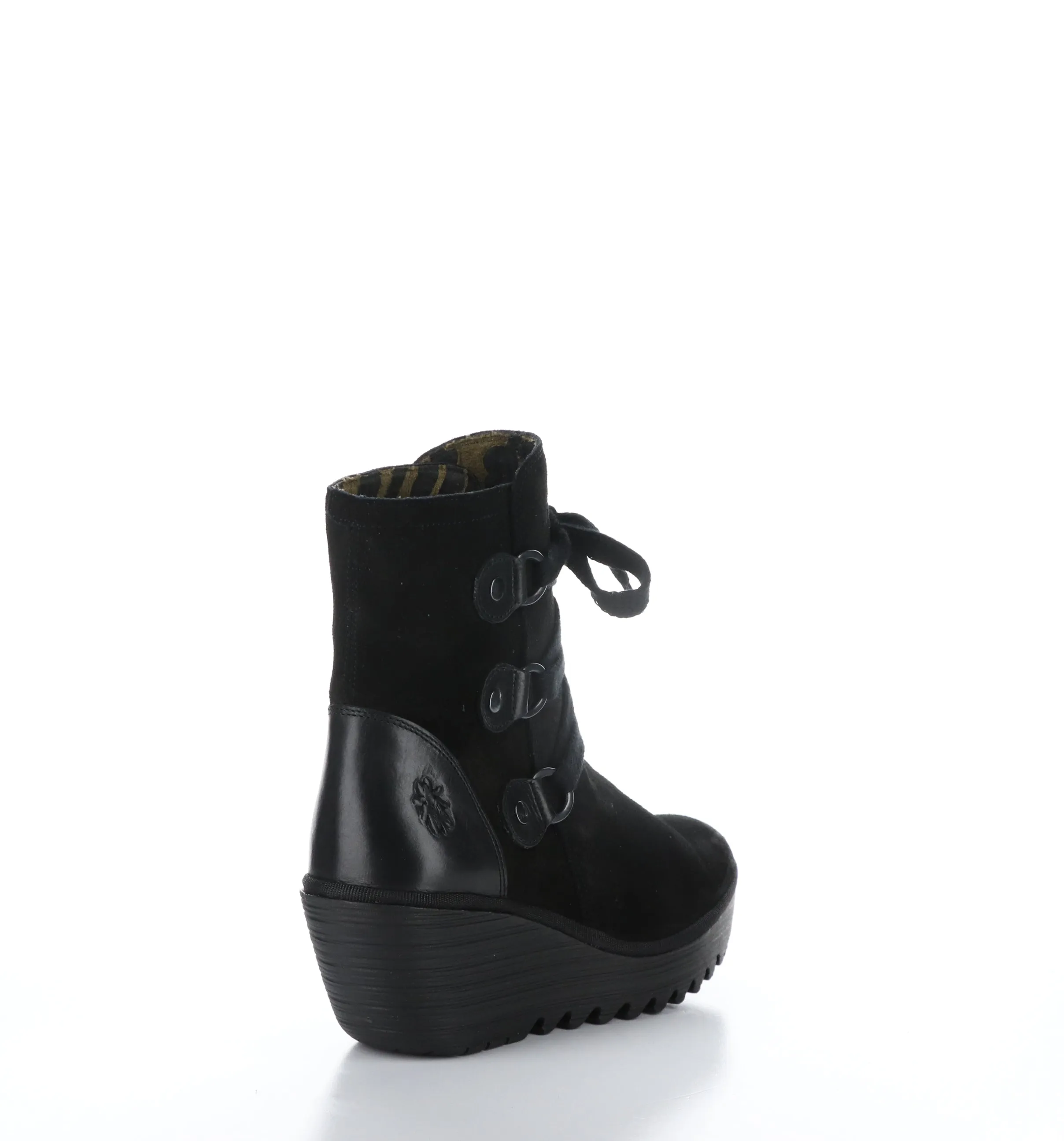 YESI340FLY Black Round Toe Boots