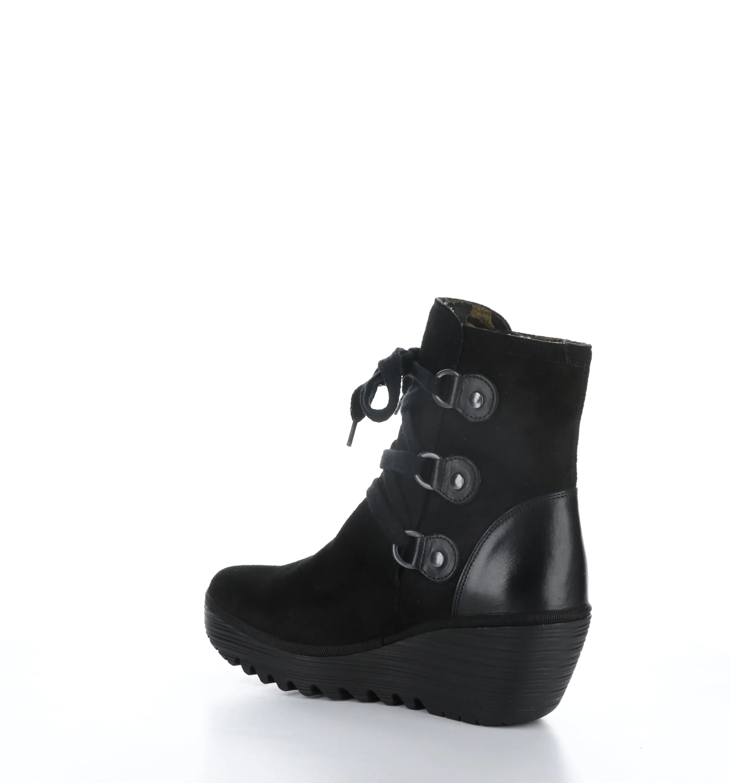 YESI340FLY Black Round Toe Boots